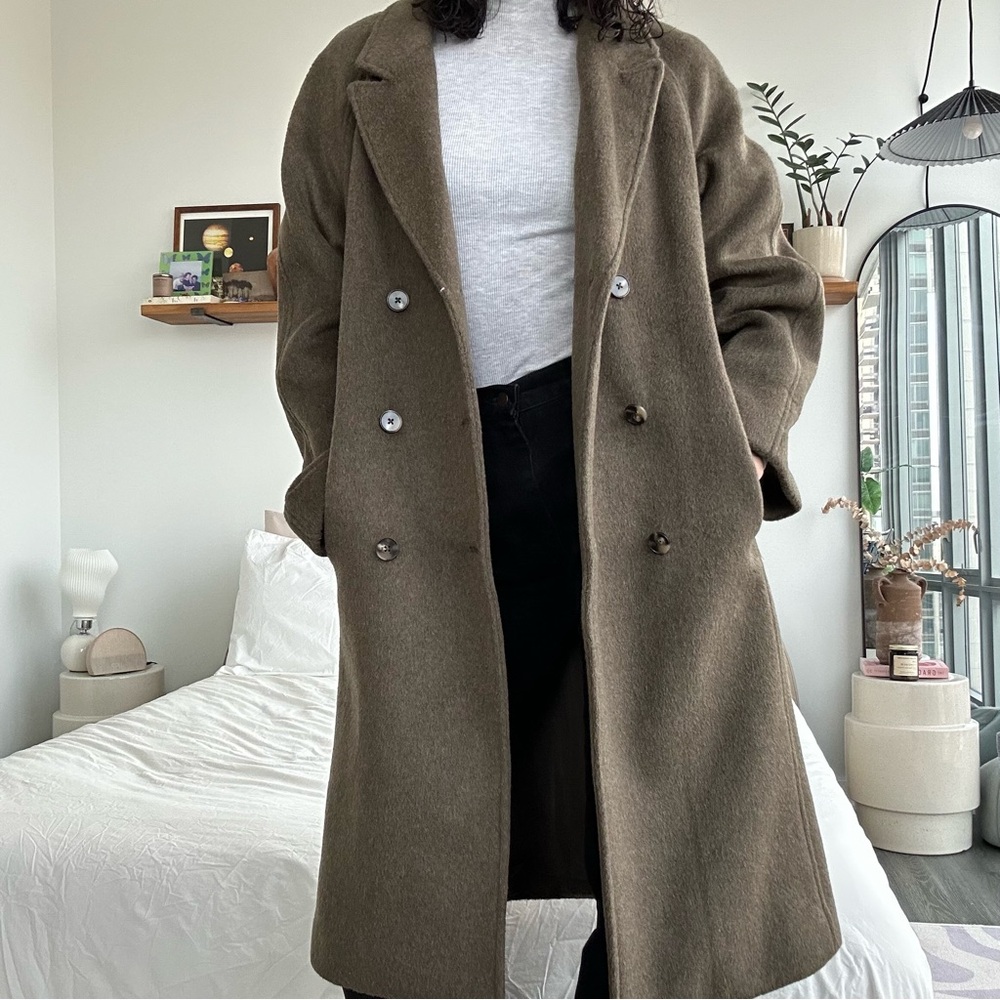 Double-breasted wool blend coat